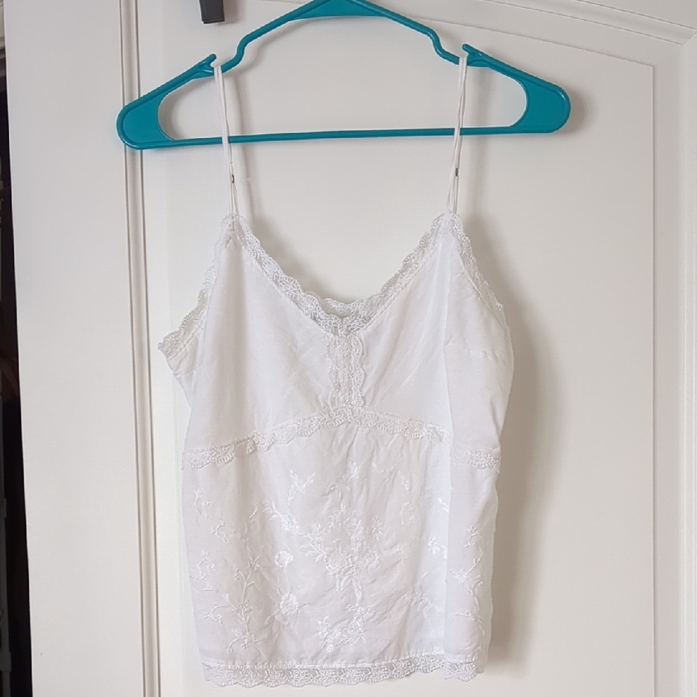 Abercrombie & Fitch White Lace Trim Cami Top